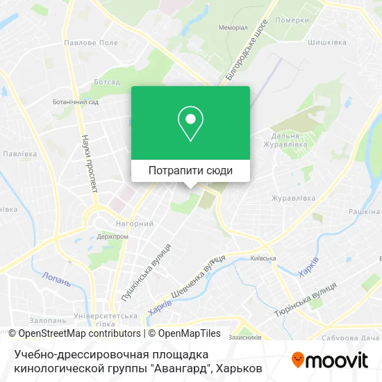 Карта Учебно-дрессировочная площадка кинологической группы "Авангард"