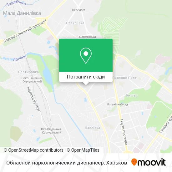 Карта Обласной наркологический диспансер