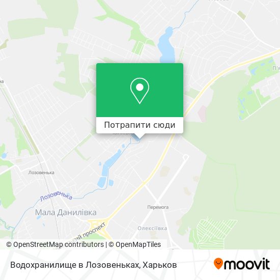 Карта Водохранилище в Лозовеньках