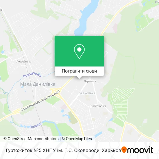 Карта Гуртожиток №5 ХНПУ ім. Г.С. Сковороди