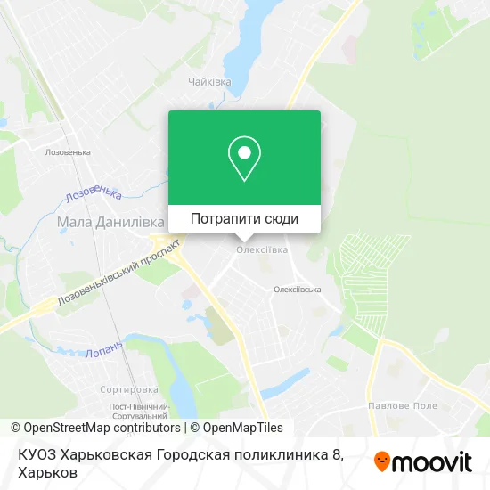 Карта КУОЗ Харьковская Городская поликлиника  8