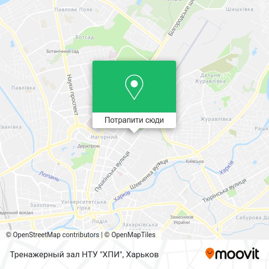 Карта Тренажерный зал НТУ "ХПИ"