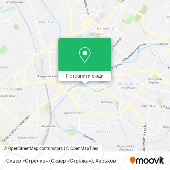 Карта Сквер «Стрелка» (Сквер «Стрілка»)