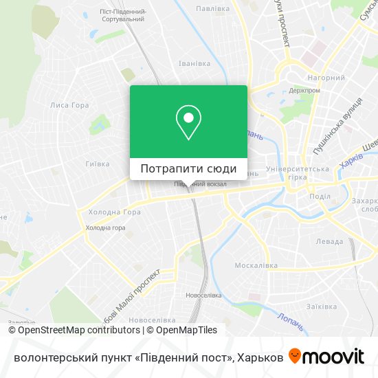 Карта волонтерський пункт «Південний пост»