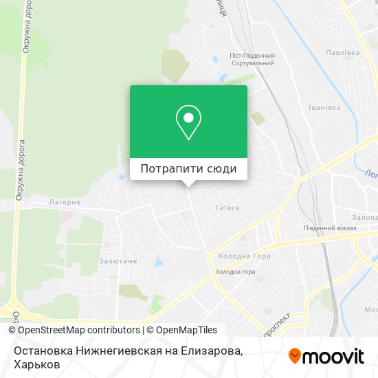 Карта Остановка Нижнегиевская на Елизарова