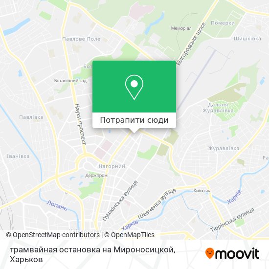 Карта трамвайная остановка на Мироносицкой