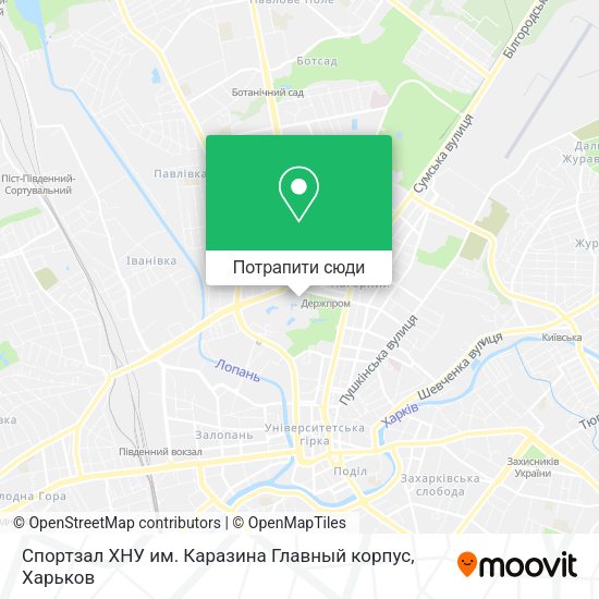 Карта Спортзал ХНУ им. Каразина Главный корпус