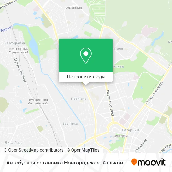Карта Автобусная остановка Новгородская
