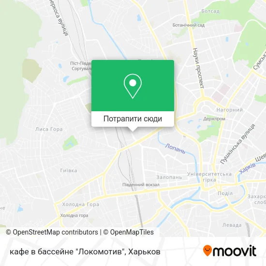 Карта кафе в бассейне "Локомотив"