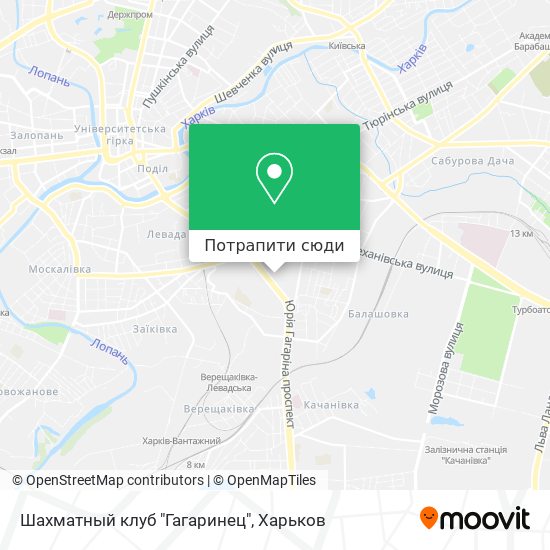 Карта Шахматный клуб "Гагаринец"