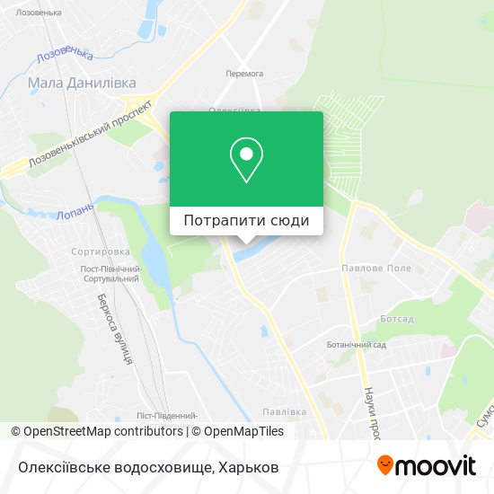 Карта Олексіївське водосховище