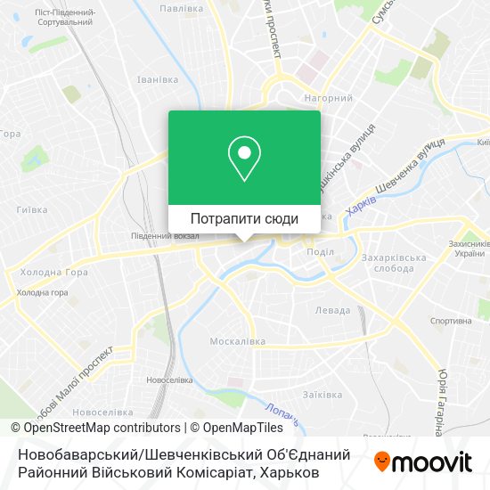Карта Новобаварський / Шевченківський Об'Єднаний Районний Військовий Комісаріат