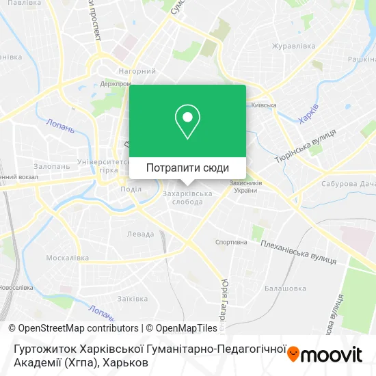 Карта Гуртожиток Харківської Гуманітарно-Педагогічної Академії (Хгпа)