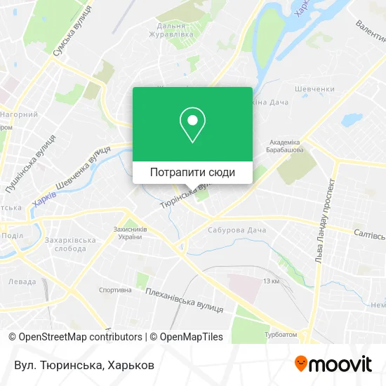 Карта Вул. Тюринська
