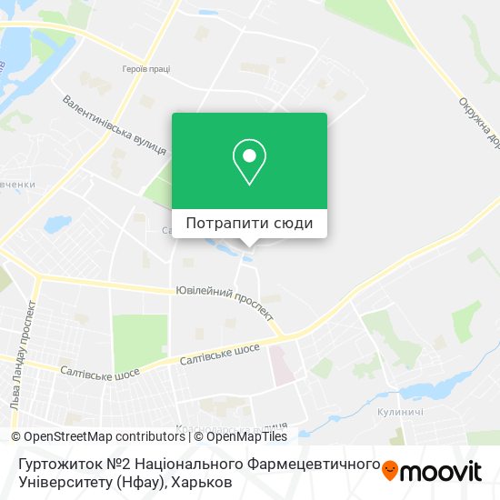 Карта Гуртожиток №2 Національного Фармецевтичного Університету (Нфау)