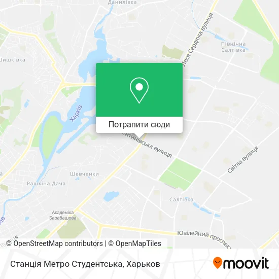 Карта Станція Метро Студентська