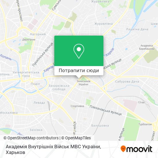Карта Академія Внутрішніх Військ МВС України