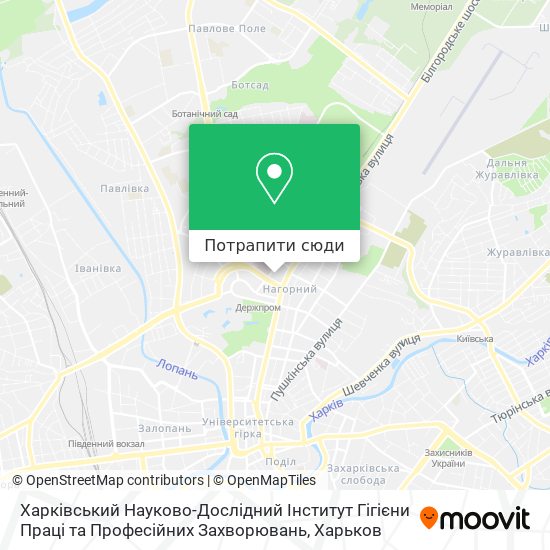 Карта Харківський Науково-Дослідний Інститут Гігієни Праці та Професійних Захворювань