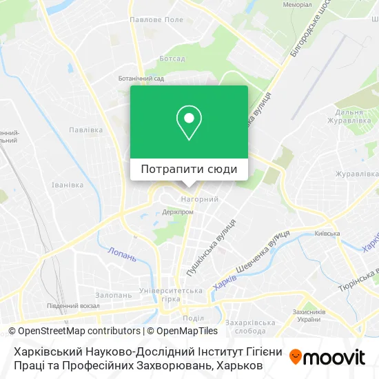 Карта Харківський Науково-Дослідний Інститут Гігієни Праці та Професійних Захворювань