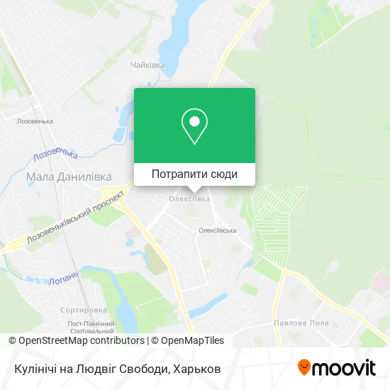 Карта Кулінічі на Людвіг Свободи