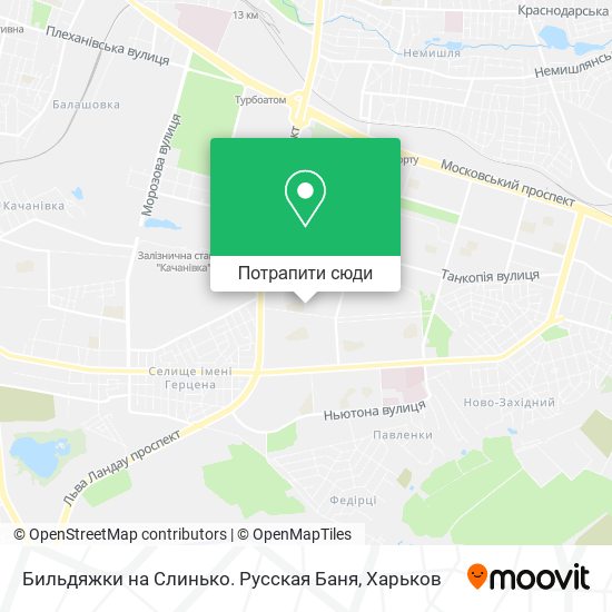 Карта Бильдяжки на Слинько. Русская Баня