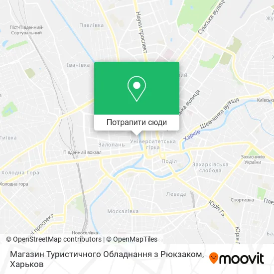 Карта Магазин Туристичного Обладнання з Рюкзаком