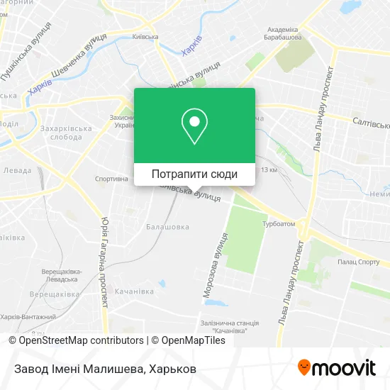 Карта Завод Імені Малишева