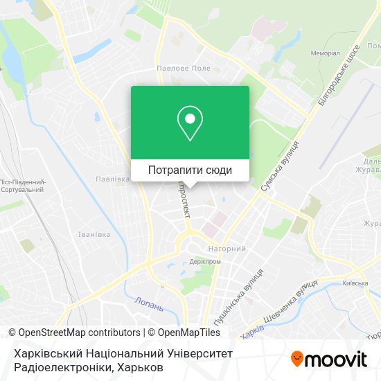 Карта Харківський Національний Університет Радіоелектроніки