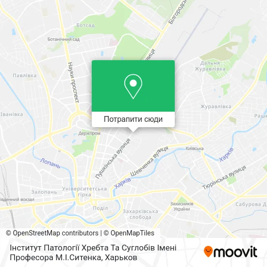 Карта Інститут Патології Хребта Та Суглобів Імені Професора М.І.Ситенка