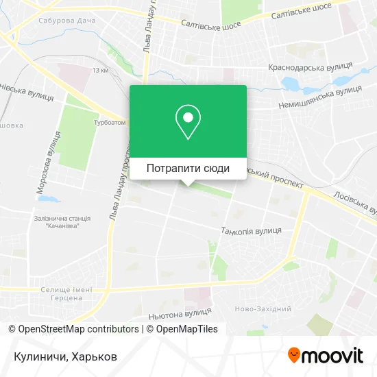 Карта Кулиничи