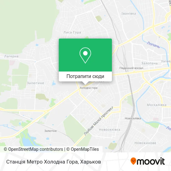 Карта Станція Метро Холодна Гора