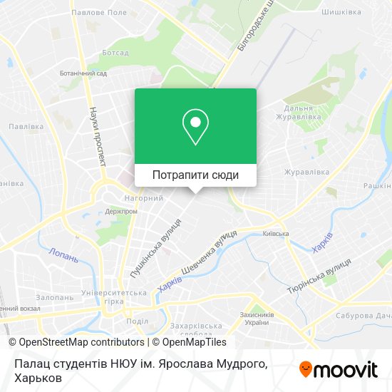 Карта Палац студентів НЮУ ім. Ярослава Мудрого