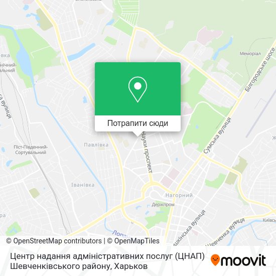 Карта Центр надання адміністративних послуг (ЦНАП) Шевченківського району