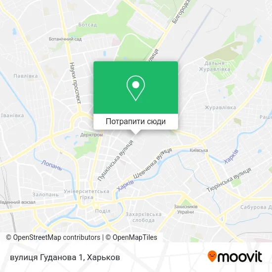Карта вулиця Гуданова 1