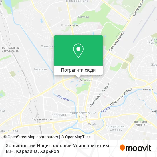 Карта Харьковский Национальный Университет им. В.Н. Каразина