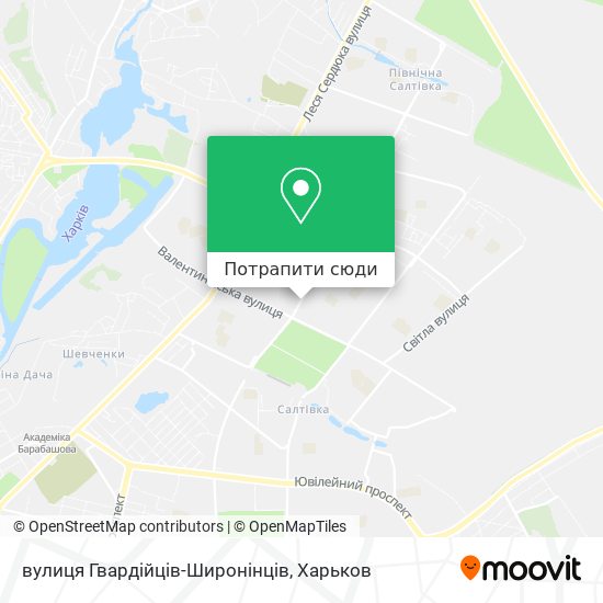 Карта вулиця Гвардійців-Широнінців