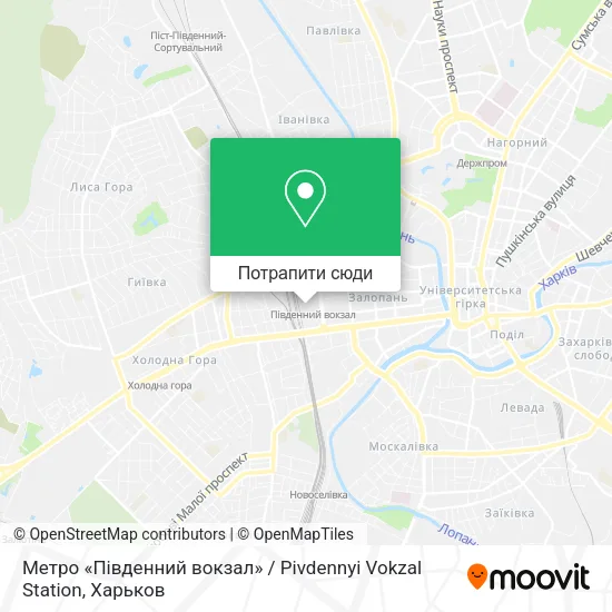 Карта Метро «Південний вокзал» / Pivdennyi Vokzal Station