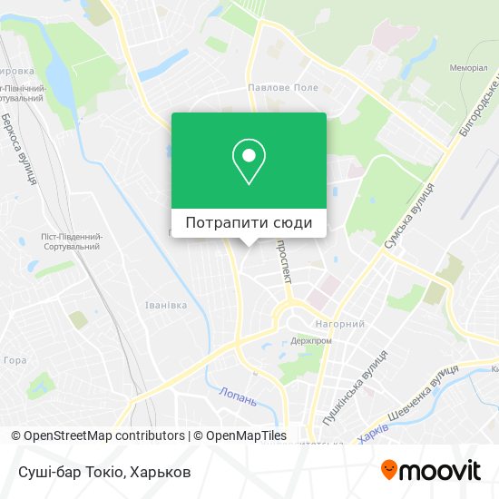 Карта Суші-бар Токіо