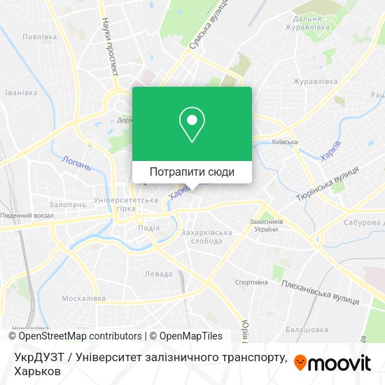 Карта УкрДУЗТ / Університет залізничного транспорту