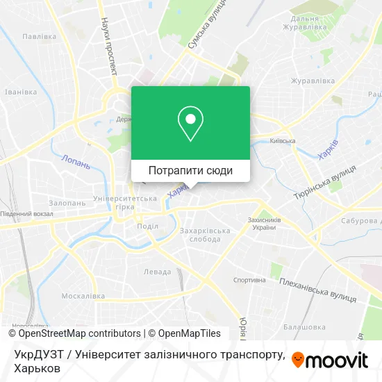 Карта УкрДУЗТ / Університет залізничного транспорту