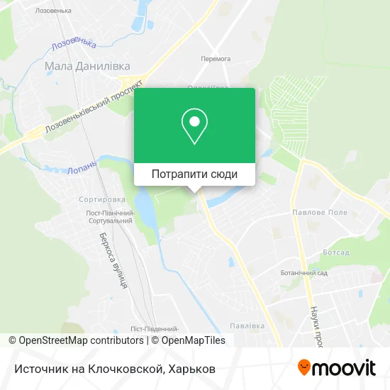 Карта Источник на Клочковской