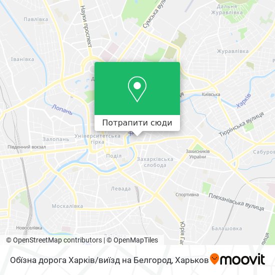 Карта Обїзна дорога Харків / виїзд на Белгород