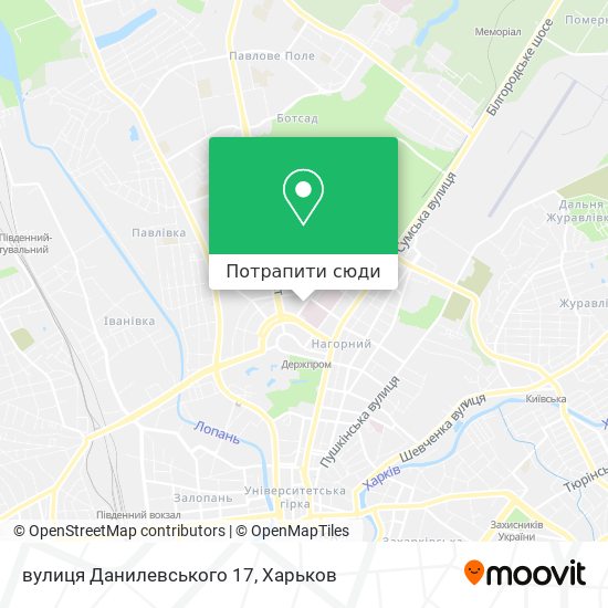Карта вулиця Данилевського 17