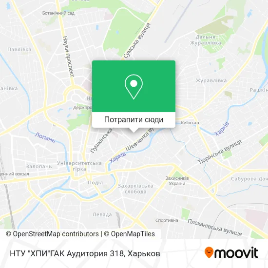 Карта НТУ "ХПИ"ГАК  Аудитория 318