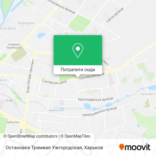 Карта Остановка Трамвая Ужгородская