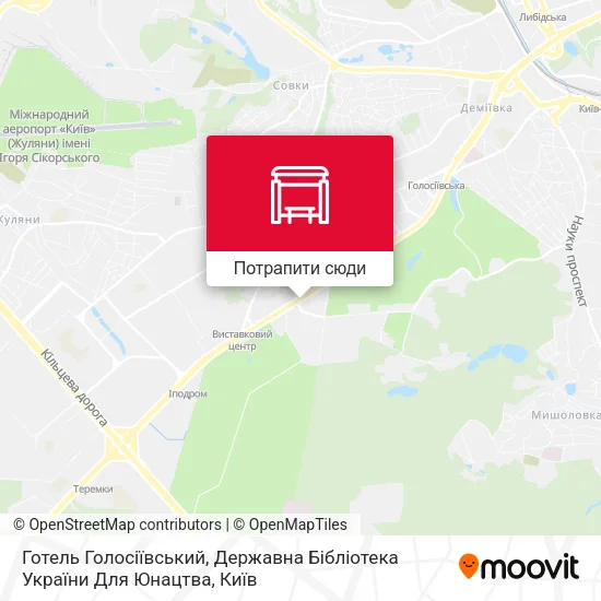 Карта Готель Голосіївський, Державна Бібліотека України Для Юнацтва