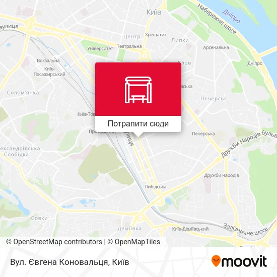 Карта Вул. Євгена Коновальця