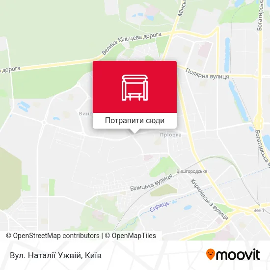 Карта Вул. Наталії Ужвій
