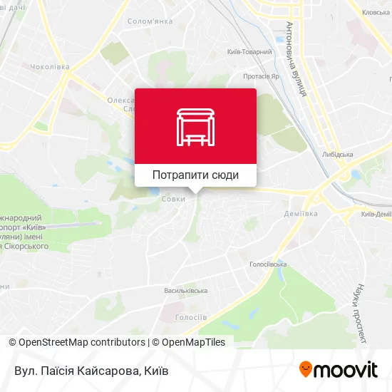 Карта Вул. Паїсія Кайсарова
