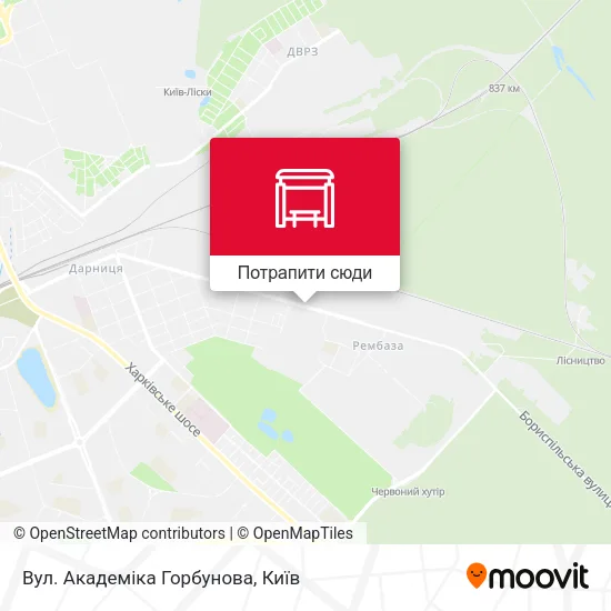 Карта Вул. Академіка Горбунова